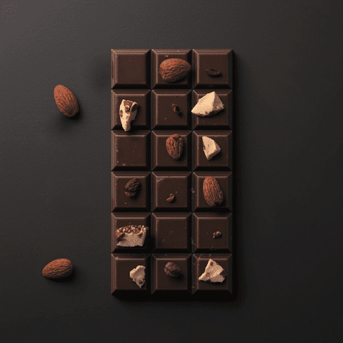 produktbillede af en plade mørk chokolade med mandler